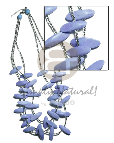 3 layers lilac slidecut nat. wood  glass beads combination - Home