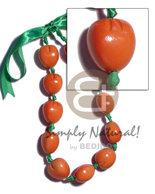 kukui nut  choker in graduated orange ( 11pcs. ) / adjustable ribbon - Home