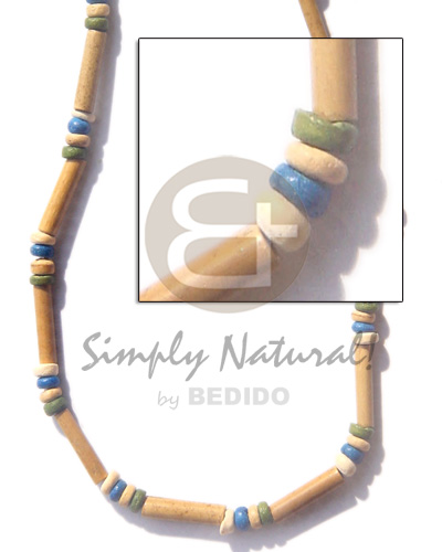 nat bamboo tube  4-5 pukalet / green/blue/nat. accent / white shell - Home