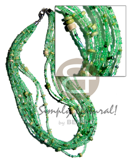 8 rows light green glass beads  4-5mm coco Pokalet accent - Home