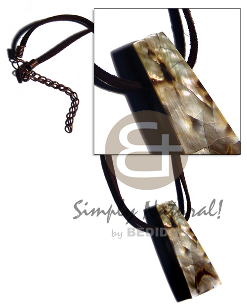 48mmx18mm triangular laminated cracking brownlip tiger pendant  backing on leather thong - Home
