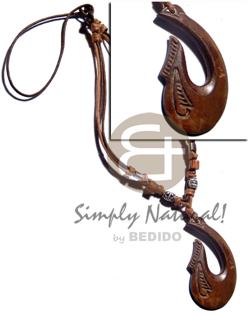65mmx38mm carabao antique bone hone ontriple wax cord  palwood and metal accent /24in. - Home