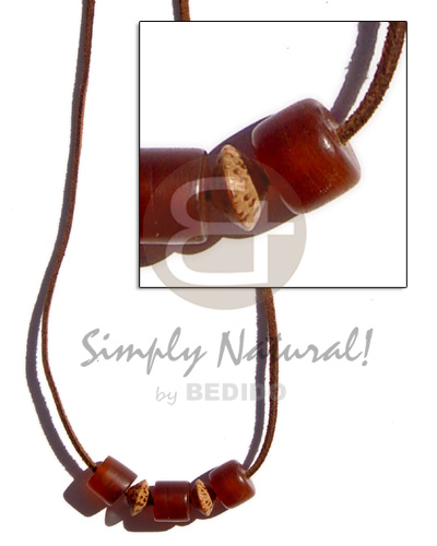 leather thong  3 pcs. horn amber design/ palm wood - Home
