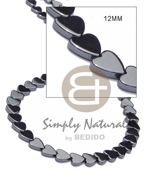 hematite / silvery & shiny opaque stone / heart 12mm in magic wire - Home