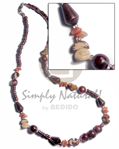 4-5mm coco Pokalet  wood beads and buri seeds combination / 18in - Home