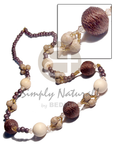 20mm wrapped round wood beads  8mm wood beads neckline  / 34in - Home