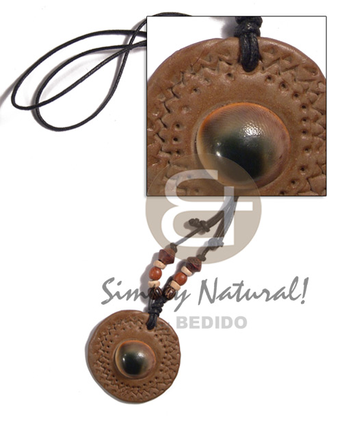 adjustable wax cord  42mm round clay  cats eye shell - Home