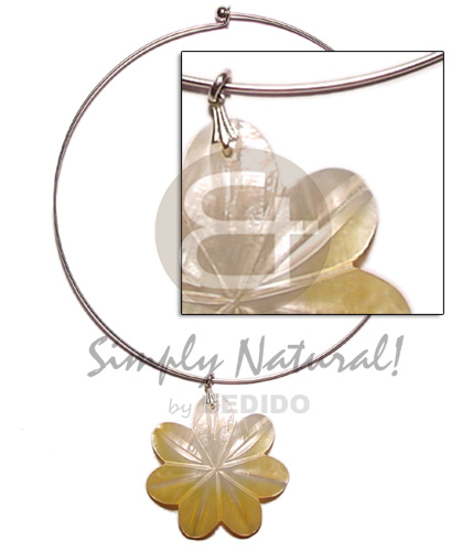 nickel-free silver hoop ring  6 petal MOP flower  groove - Home