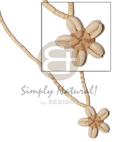 4-5mm coco Pokalet. bleach  tan double sided sigay flower pendant - Home