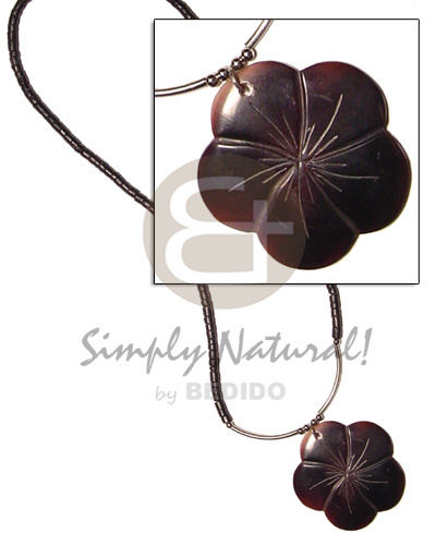 2-3 black coco heishe  metal tube and black tab gumamela  pendant - Home