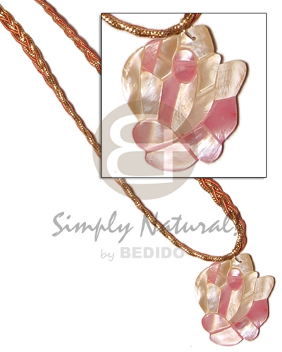 braided gold cord  inlaid pink rose hammershell - Home
