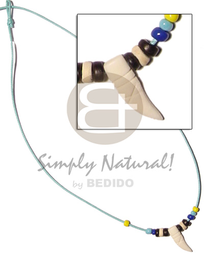 cord  beads/coco Pokalet and bone tooth pendant - Home
