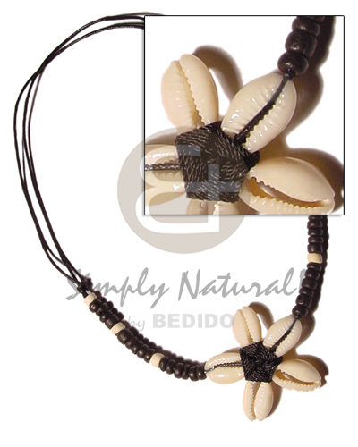 4-5mm coco black choker on cord  sigay flower pendant - Home