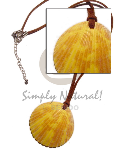 yellow palium pigtim shell pendant in leather thong - Home