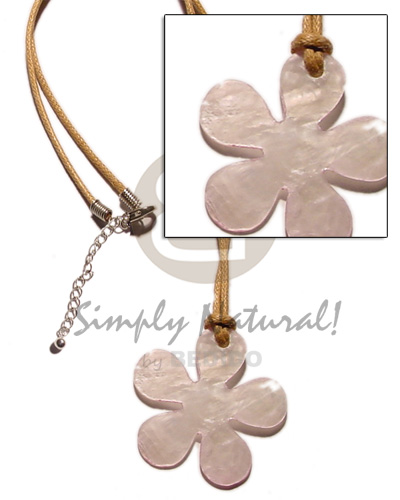 light brown wax cord  capiz flower shell pendant - Home