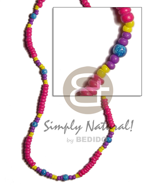 4-5mm fuschia pink coco pokalet  yellopurple 2-3mm coco Pokalet combination and blue wood beads marble splashing - Home