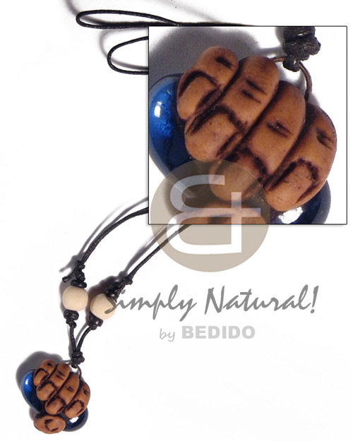 25mm  clay fingers  gemstone / adjustable black wax cord /tribal clay series - Home