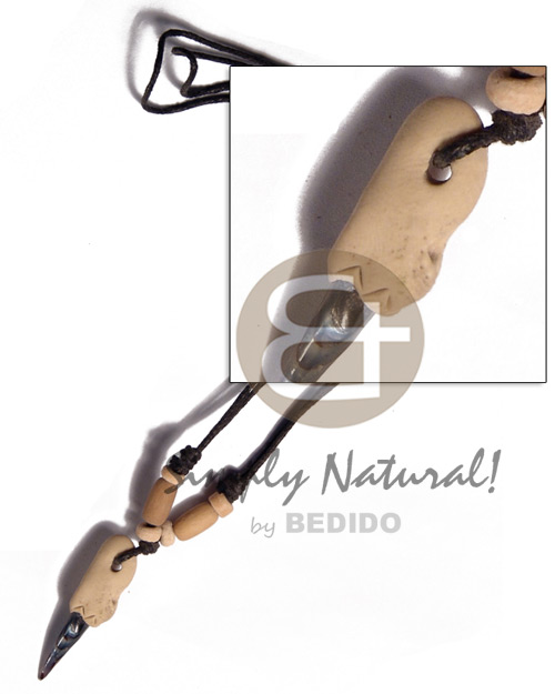 35mm clay  blacklip shell fang / adjustable black wax cord /tribal clay series - Home