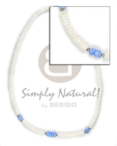 4-5mm wht shell with blue shell and silver balls - Home