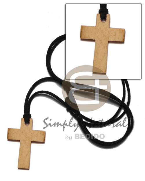 carabao antique natural bone cross 40mm on adjustable leather thong - Home