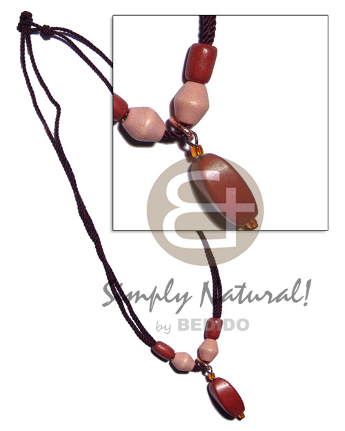 wood beads in 2 layer double thread cord - Home