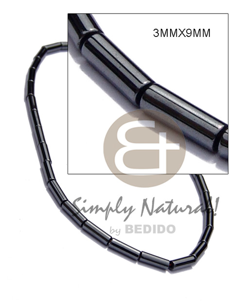 hematite / silvery & shiny opaque stone / tube 3mmx9mm in magic wire - Home