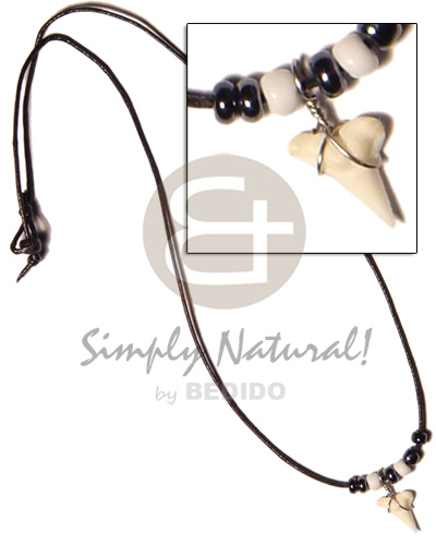 cord  hematite beads and shark teeth pendant - Home