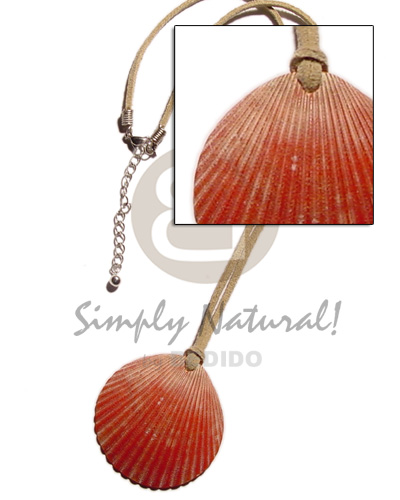 clam red palium pigtim shell pendant in leather thong - Home