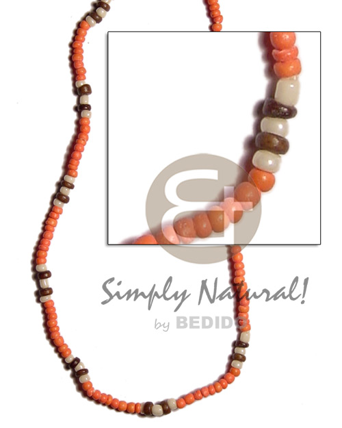 2-3mm orange/nat brown combination coco pokalet/glass beads - Home