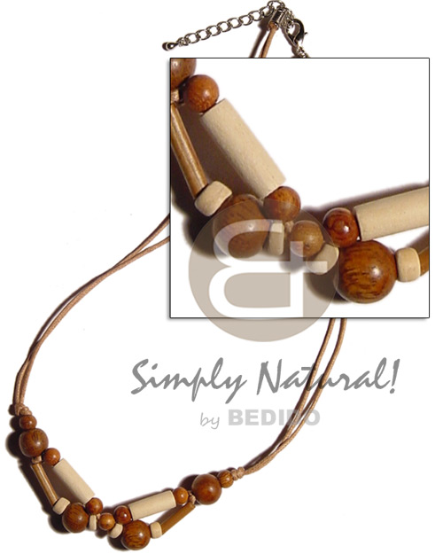 wood beads & tube on double wax cord - Home