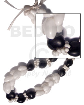 beaded white bubbleshells / 28"   adjustable ribbon maximum length of 50in - Home