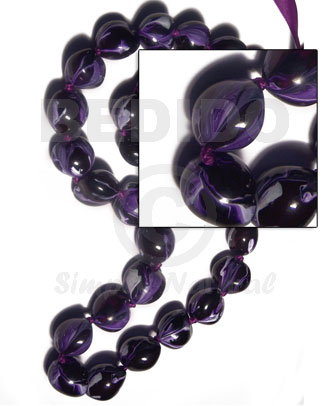 kukui nut / black  marbleized violet / 32 pcs. / in matching adjustable ribbon  the maximum length of 54in / kk058 - Home