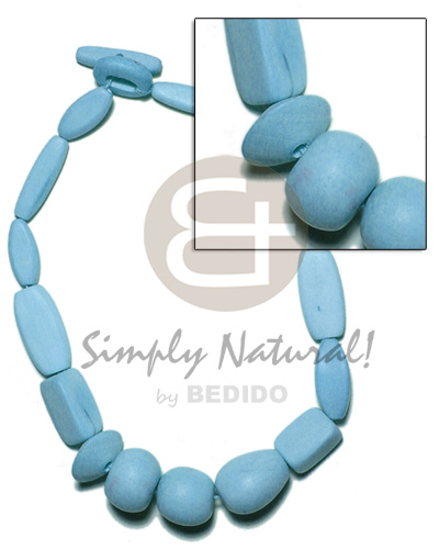 natural wood beads dyed in aqua blue color - Home