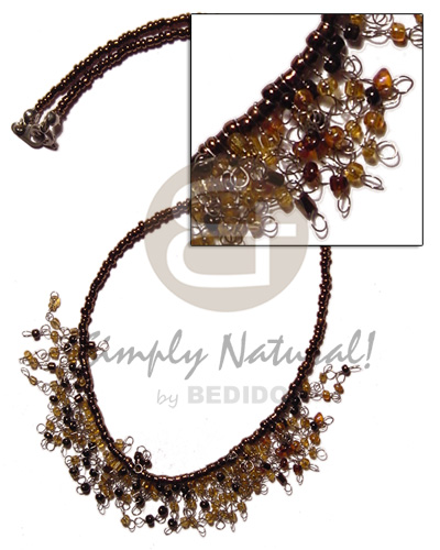 glass beads in dark brown tones in metal looping - Home