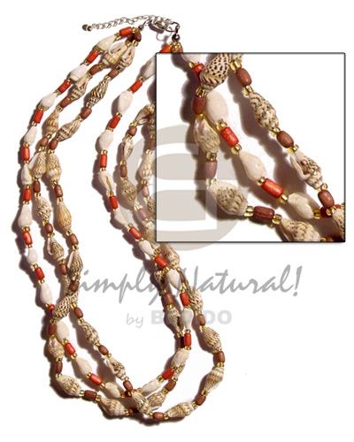 2 layer nassa tiger & 1 layer nassa white  rice wood beads & glass beads combination - Home