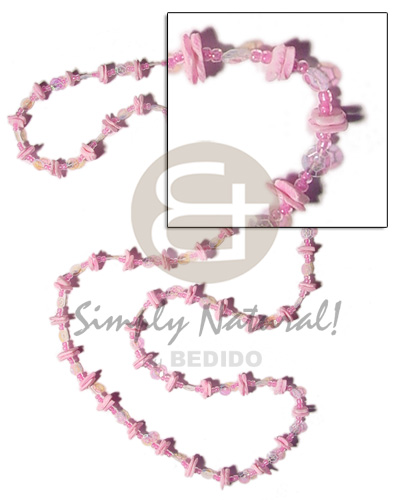 36 in. continuous pastel pink white rose   glass beads combination & rainbow sequins accent - Home