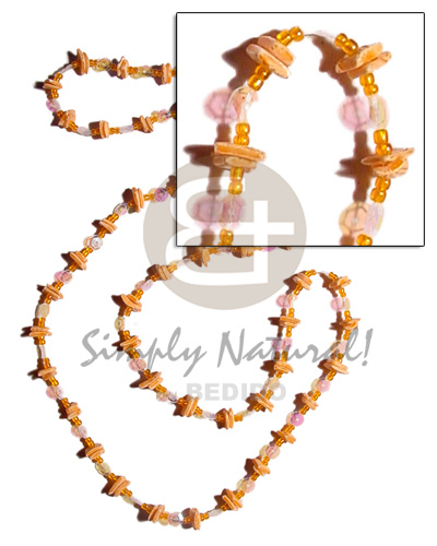 36 in. continuous orange white rose   glass beads combination & rainbow sequins accent - Home