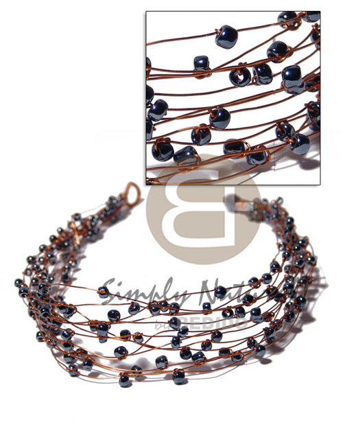 13 rows copper wire choker  hematite beads - Home