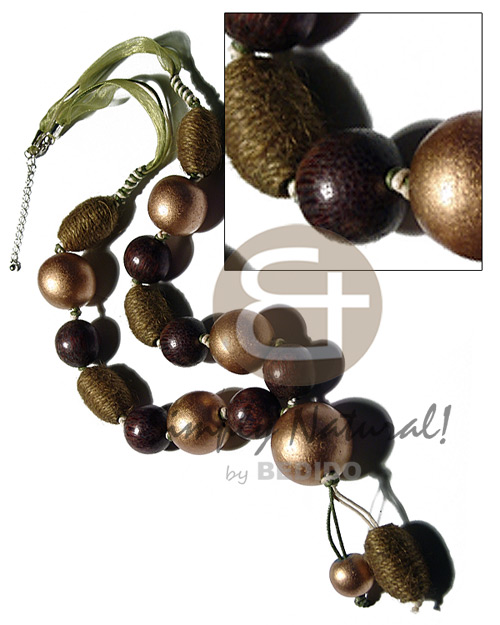 tassled round 30mm/25mm metallic gold wood beads  olive green wrappped wood beads and round robles 20mm wood beads - Home