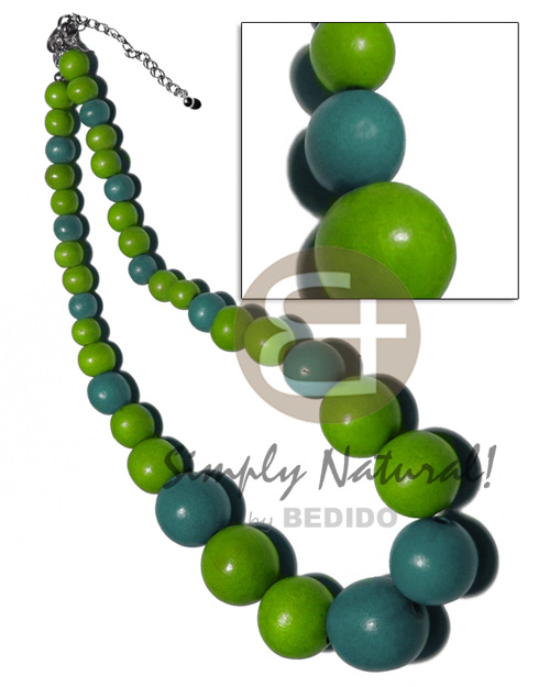 graduated wood beads 25mm/20mm/15mm/10mm/8mm  / green and moss green combination /16 in. - Home