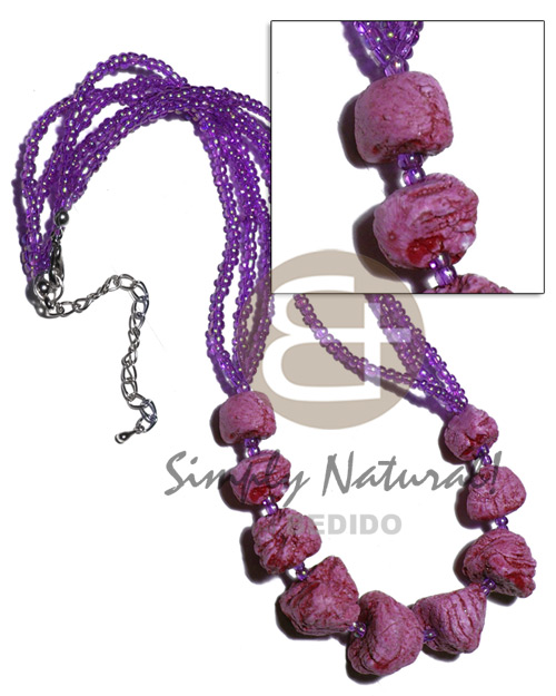 3 layers glass beads  stones  combination / lilac/pink tones - Home