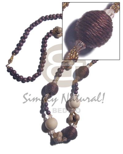 8mm round wood beads  bleached white 20mm nat wood and wrapped wood beads accent / 36in - Home