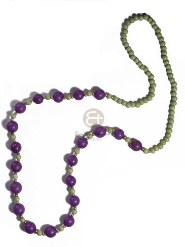 6mm wood round beads  in lime green  violet round wood beads combination / 30in - Home