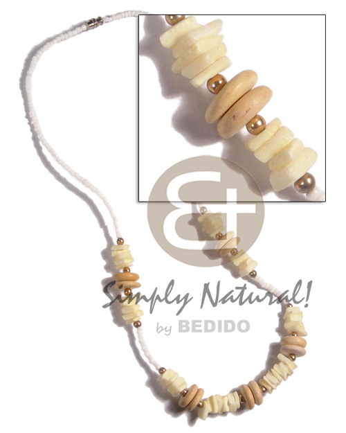 white rose in pastelyellow  7-8mm coco Pokalet combination and white glass beads - Home