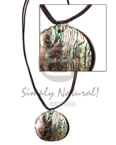 cord  polished 40mm abalone/paua  pendant - Home