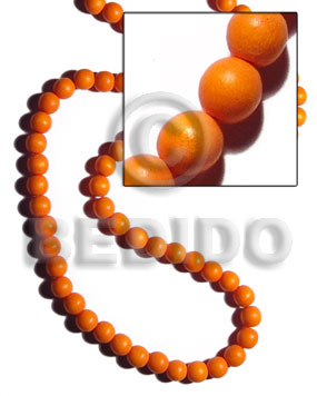 10mm natural white  round wood beads dyed in orange - Home