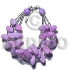 3 rows lavender slidecut wood beads  glass beads combination - Home