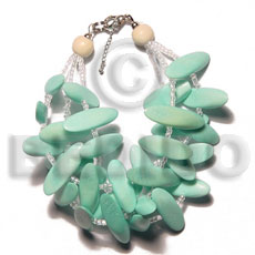 3 rows aqua green slidecut wood beads  glass beads combination - Home