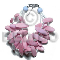 3 rows pink slidecut wood beads  glass beads combination - Home
