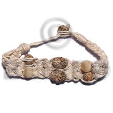 palmwood cylinder wood beads in macrame brown and tan wax cord - Home